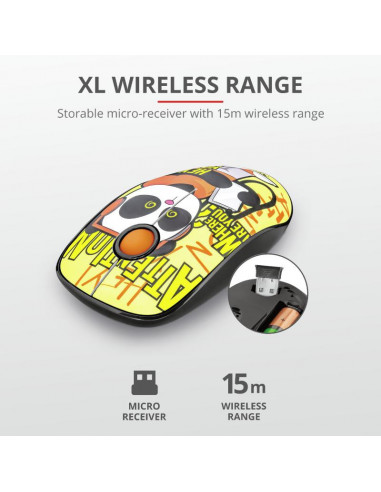 Mouse Trust Sketch Silent Click, Wireless, galben,TR-23337
