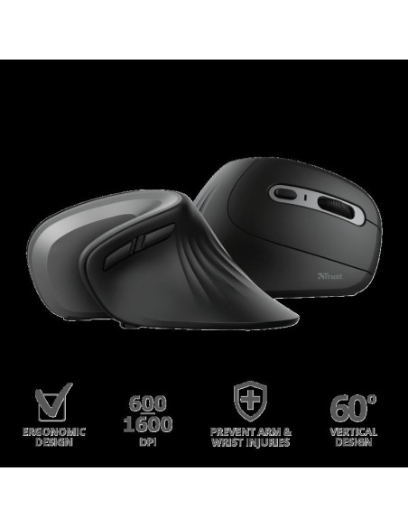 Mouse Trust Verro Ergonomic, Wireless, negru,TR-23507