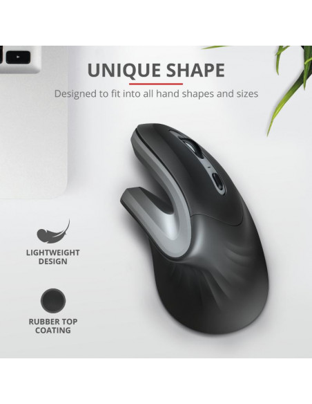 Mouse Trust Verro Ergonomic, Wireless, negru,TR-23507
