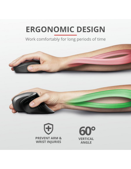 Mouse Trust Verro Ergonomic, Wireless, negru,TR-23507