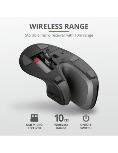 Mouse Trust Verro Ergonomic, Wireless, negru,TR-23507