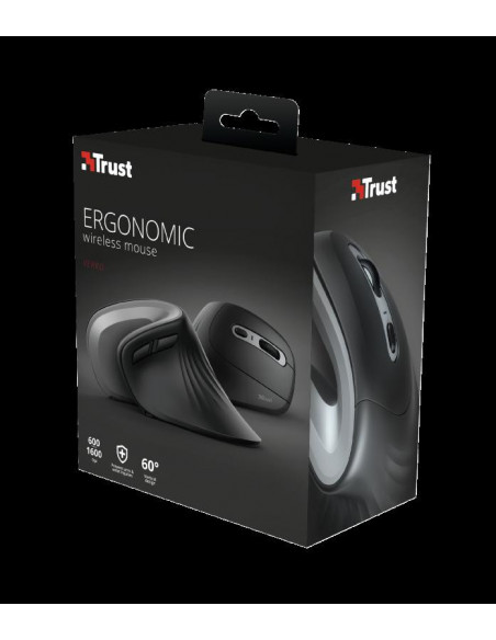Mouse Trust Verro Ergonomic, Wireless, negru,TR-23507