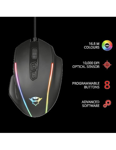 Mouse Trust GXT 165 Celox, RGB Gaming, negru,TR-23092