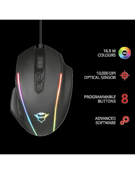 Mouse Trust GXT 165 Celox, RGB Gaming, negru,TR-23092