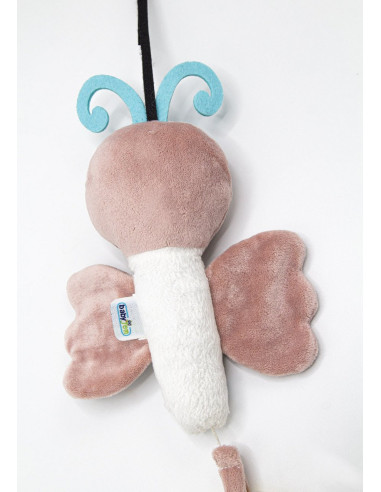 UP-bj_8312,Jucarie din plus cu vibratii pentru bebelusi Fluture, 6 luni+, BabyJem (Culoare: Roz)