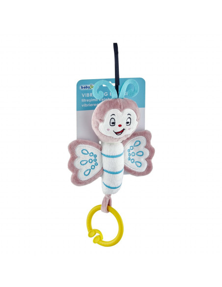 UP-bj_8312,Jucarie din plus cu vibratii pentru bebelusi Fluture, 6 luni+, BabyJem (Culoare: Roz)
