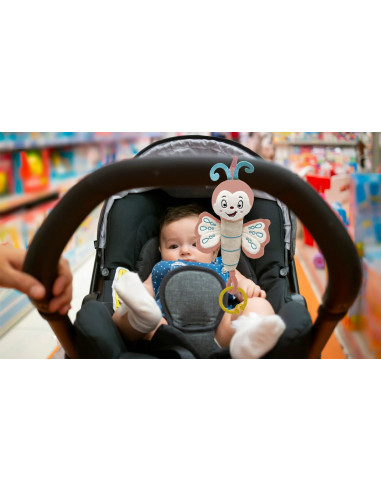 UP-bj_8312,Jucarie din plus cu vibratii pentru bebelusi Fluture, 6 luni+, BabyJem (Culoare: Roz)