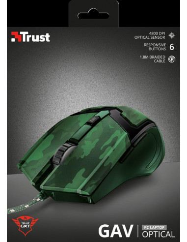 Mouse Trust GXT 101D Gav, Gaming, jungle camo,TR-22793