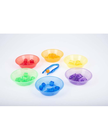 TIK73117,Set de 6 boluri translucide colorate pentru activitati senzoriale