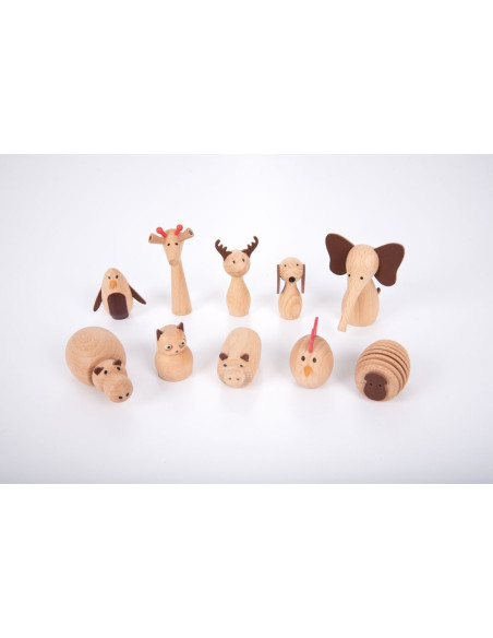 TIK73472,Set 10 animale din lemn Lumea Animalelor