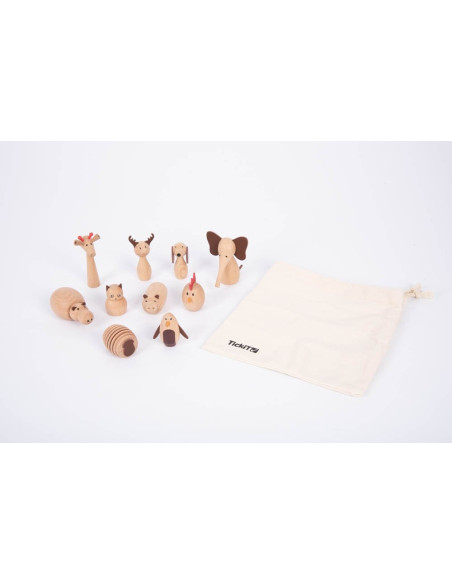 TIK73472,Set 10 animale din lemn Lumea Animalelor