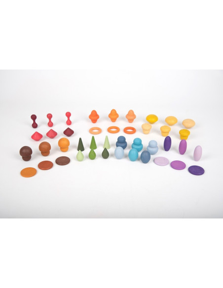 TIK74051,Set de 42 forme din lemn colorate pentru activitati educative Comorile Padurii