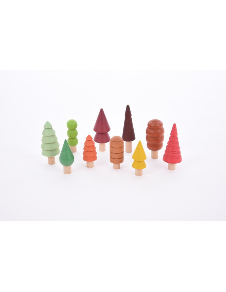 TIK73540,Set de 10 copacei din lemn pentru activitati educative