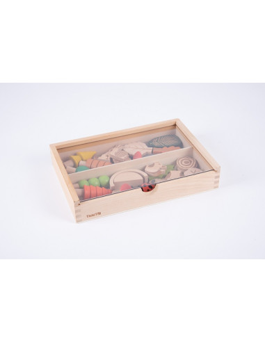 TIK73552,Set de 37 figurine din lemn pentru activitati educative Padurea