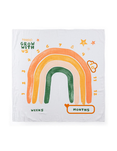 BN-231270,Feedo - Set 2 museline din bambus, Multifunctionale, Hipoalergenice, Cu indicator de varsta, Conform standardului euro