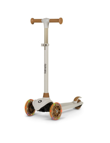 BN-LOE-JESSY_GREY_BROWN,Lionelo - Trotineta pentru copii, Jessy, Pliabila, Pana la 50 Kg, Cu design ergonomic, Cu lumini LED, 56