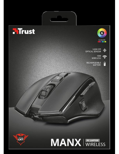 Mouse Trust GXT 140 Manx, Rechargeable Wireless, negru,TR-21790