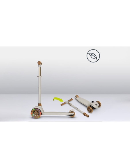 BN-LOE-JESSY_GREY_BROWN,Lionelo - Trotineta pentru copii, Jessy, Pliabila, Pana la 50 Kg, Cu design ergonomic, Cu lumini LED, 56