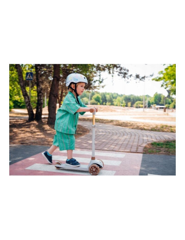 BN-LOE-JESSY_GREY_BROWN,Lionelo - Trotineta pentru copii, Jessy, Pliabila, Pana la 50 Kg, Cu design ergonomic, Cu lumini LED, 56