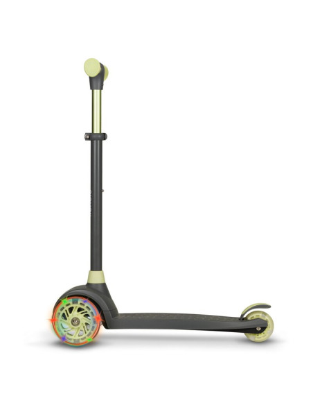 BN-LOE-JESSY_GREY_GREEN,Lionelo - Trotineta pentru copii, Jessy, Pliabila, Pana la 50 Kg, Cu design ergonomic, Cu lumini LED, 56