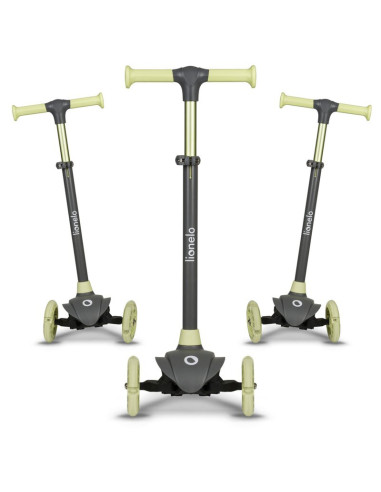 BN-LOE-JESSY_GREY_GREEN,Lionelo - Trotineta pentru copii, Jessy, Pliabila, Pana la 50 Kg, Cu design ergonomic, Cu lumini LED, 56