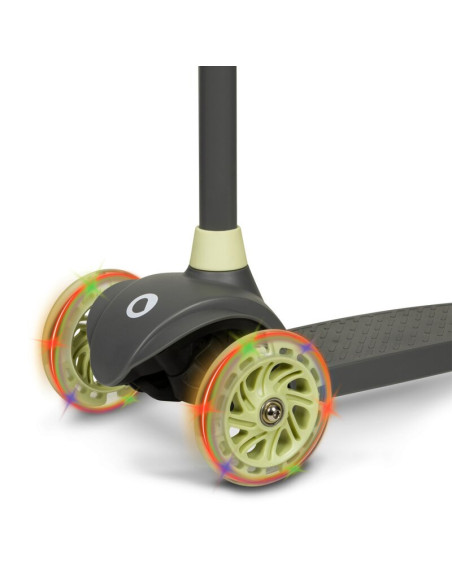 BN-LOE-JESSY_GREY_GREEN,Lionelo - Trotineta pentru copii, Jessy, Pliabila, Pana la 50 Kg, Cu design ergonomic, Cu lumini LED, 56