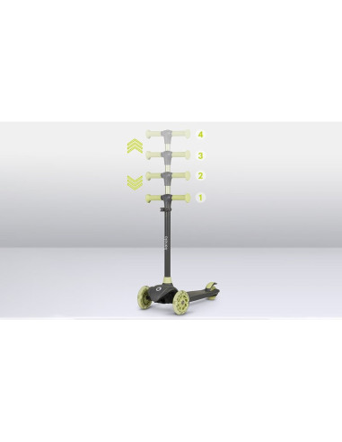BN-LOE-JESSY_GREY_GREEN,Lionelo - Trotineta pentru copii, Jessy, Pliabila, Pana la 50 Kg, Cu design ergonomic, Cu lumini LED, 56