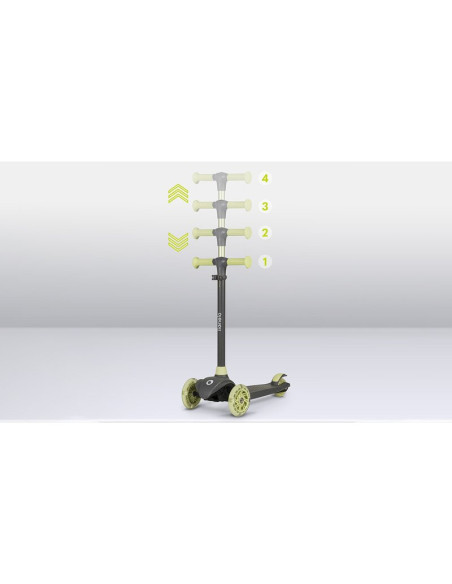BN-LOE-JESSY_GREY_GREEN,Lionelo - Trotineta pentru copii, Jessy, Pliabila, Pana la 50 Kg, Cu design ergonomic, Cu lumini LED, 56