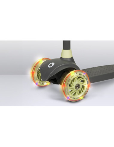 BN-LOE-JESSY_GREY_GREEN,Lionelo - Trotineta pentru copii, Jessy, Pliabila, Pana la 50 Kg, Cu design ergonomic, Cu lumini LED, 56