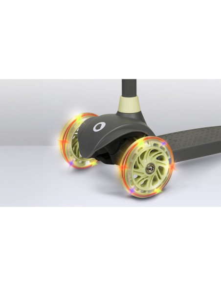 BN-LOE-JESSY_GREY_GREEN,Lionelo - Trotineta pentru copii, Jessy, Pliabila, Pana la 50 Kg, Cu design ergonomic, Cu lumini LED, 56