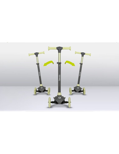 BN-LOE-JESSY_GREY_GREEN,Lionelo - Trotineta pentru copii, Jessy, Pliabila, Pana la 50 Kg, Cu design ergonomic, Cu lumini LED, 56