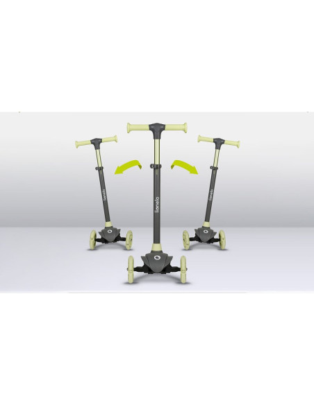 BN-LOE-JESSY_GREY_GREEN,Lionelo - Trotineta pentru copii, Jessy, Pliabila, Pana la 50 Kg, Cu design ergonomic, Cu lumini LED, 56