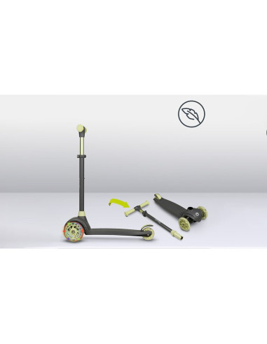 BN-LOE-JESSY_GREY_GREEN,Lionelo - Trotineta pentru copii, Jessy, Pliabila, Pana la 50 Kg, Cu design ergonomic, Cu lumini LED, 56