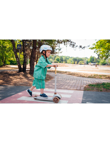 BN-LOE-JESSY_GREY_GREEN,Lionelo - Trotineta pentru copii, Jessy, Pliabila, Pana la 50 Kg, Cu design ergonomic, Cu lumini LED, 56