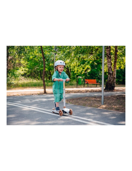 BN-LOE-JESSY_GREY_GREEN,Lionelo - Trotineta pentru copii, Jessy, Pliabila, Pana la 50 Kg, Cu design ergonomic, Cu lumini LED, 56