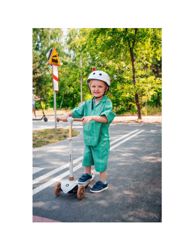 BN-LOE-JESSY_GREY_GREEN,Lionelo - Trotineta pentru copii, Jessy, Pliabila, Pana la 50 Kg, Cu design ergonomic, Cu lumini LED, 56