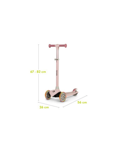 BN-LOE-JESSY_PINK_ROSE,Lionelo - Trotineta pentru copii, Jessy, Pliabila, Pana la 50 Kg, Cu design ergonomic, Cu lumini LED, 56 