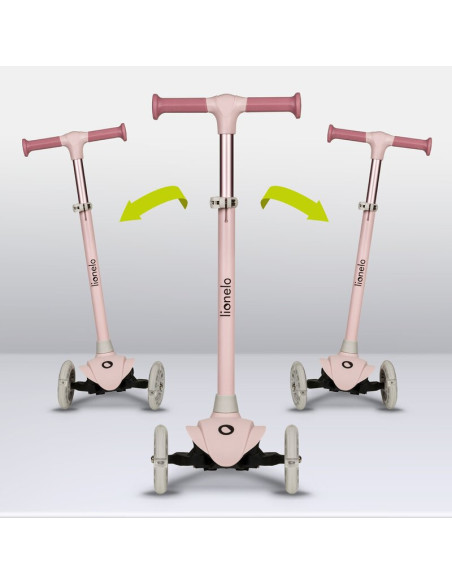 BN-LOE-JESSY_PINK_ROSE,Lionelo - Trotineta pentru copii, Jessy, Pliabila, Pana la 50 Kg, Cu design ergonomic, Cu lumini LED, 56 
