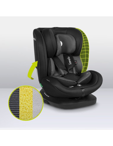 BN-LO-BASTIAAN_I-SIZE_BLACK_GREY,Lionelo - Scaun auto Bastiaan i-Size, 4 in 1, Protectie laterala, Cu spatar inclinabil in 4 poz