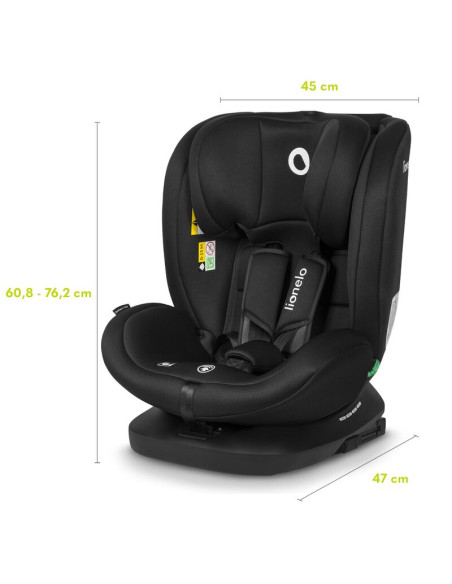 BN-LO-BASTIAAN_I-SIZE_BLACK_GREY,Lionelo - Scaun auto Bastiaan i-Size, 4 in 1, Protectie laterala, Cu spatar inclinabil in 4 poz