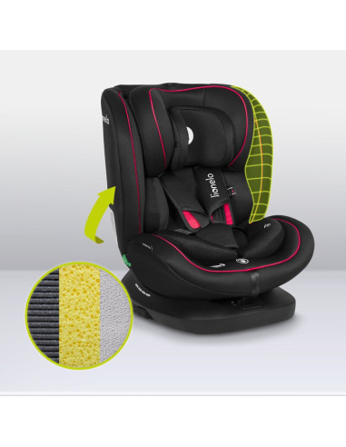 BN-LO-BASTIAAN_I-SIZE_BLACK_RED,Lionelo - Scaun auto Bastiaan i-Size, 4 in 1, Protectie laterala, Cu spatar inclinabil in 4 pozi
