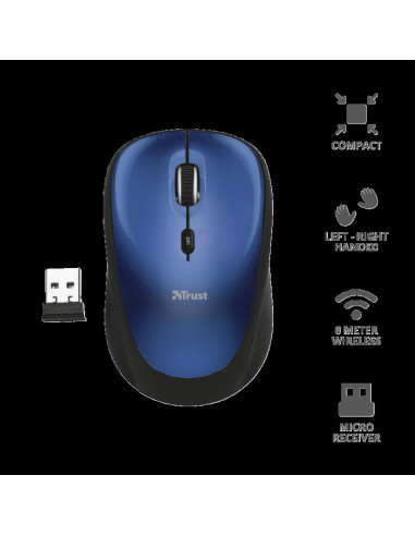Mouse Trust Yvi, Wireless, blue,TR-19663