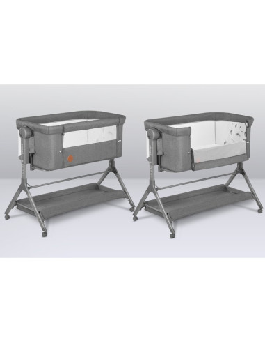BN-LO-LEONIE_PLUS_GREY_STONE,Lionelo - Patut co-sleeper Leonie Plus, Pliabil, Cu sistem de leganare, Cu setare unghiulara, Regla