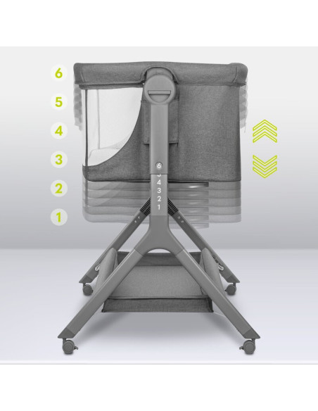 BN-LO-LEONIE_PLUS_GREY_STONE,Lionelo - Patut co-sleeper Leonie Plus, Pliabil, Cu sistem de leganare, Cu setare unghiulara, Regla