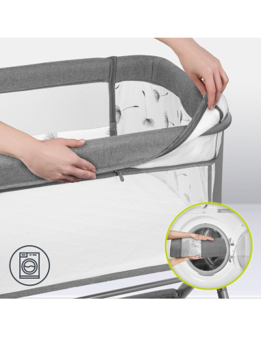 BN-LO-LEONIE_PLUS_GREY_STONE,Lionelo - Patut co-sleeper Leonie Plus, Pliabil, Cu sistem de leganare, Cu setare unghiulara, Regla