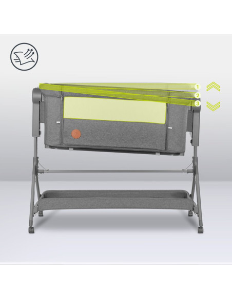 BN-LO-LEONIE_PLUS_GREY_STONE,Lionelo - Patut co-sleeper Leonie Plus, Pliabil, Cu sistem de leganare, Cu setare unghiulara, Regla