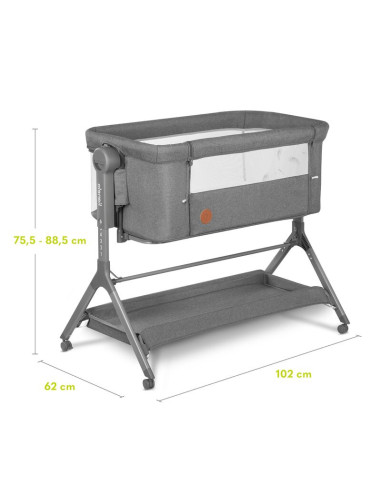 BN-LO-LEONIE_PLUS_GREY_STONE,Lionelo - Patut co-sleeper Leonie Plus, Pliabil, Cu sistem de leganare, Cu setare unghiulara, Regla