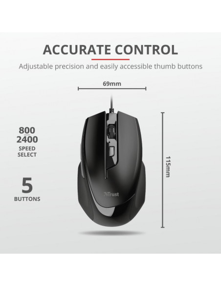 Mouse Trust Voca Comfort Mouse, negru,TR-23650 Mouse Trust Voca Comfort Mouse, negru,TR-23650