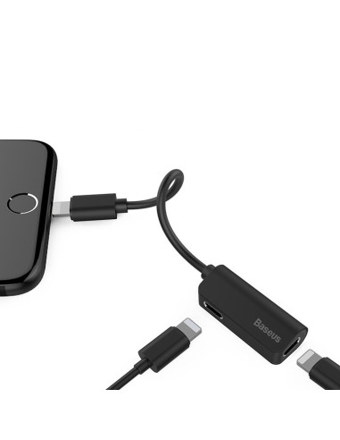 CALL37-01,ADAPTOR Incarcare si audio Baseus, 1 x Ligthning (T) la 2 x Lightning (M), lungime cablu 12 cm, negru "CALL37-01" - 69
