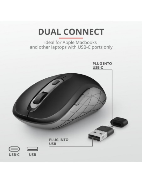 Mouse Trust Duco Dual Connect, Wireless, negru,TR-23613